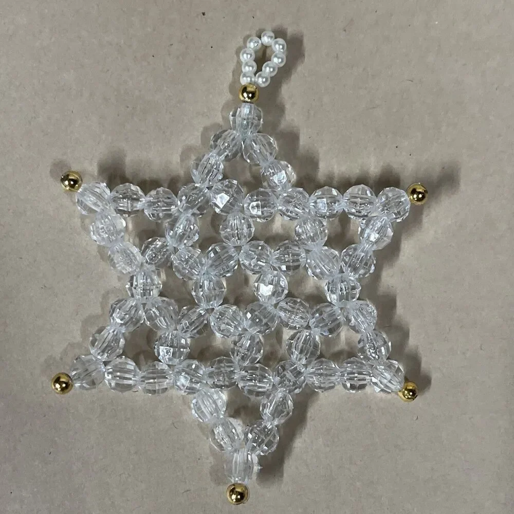 VTG 5pcs‎ Various Christmas Snowflake  Hanging Ornament Acrylic/ Beads Rare